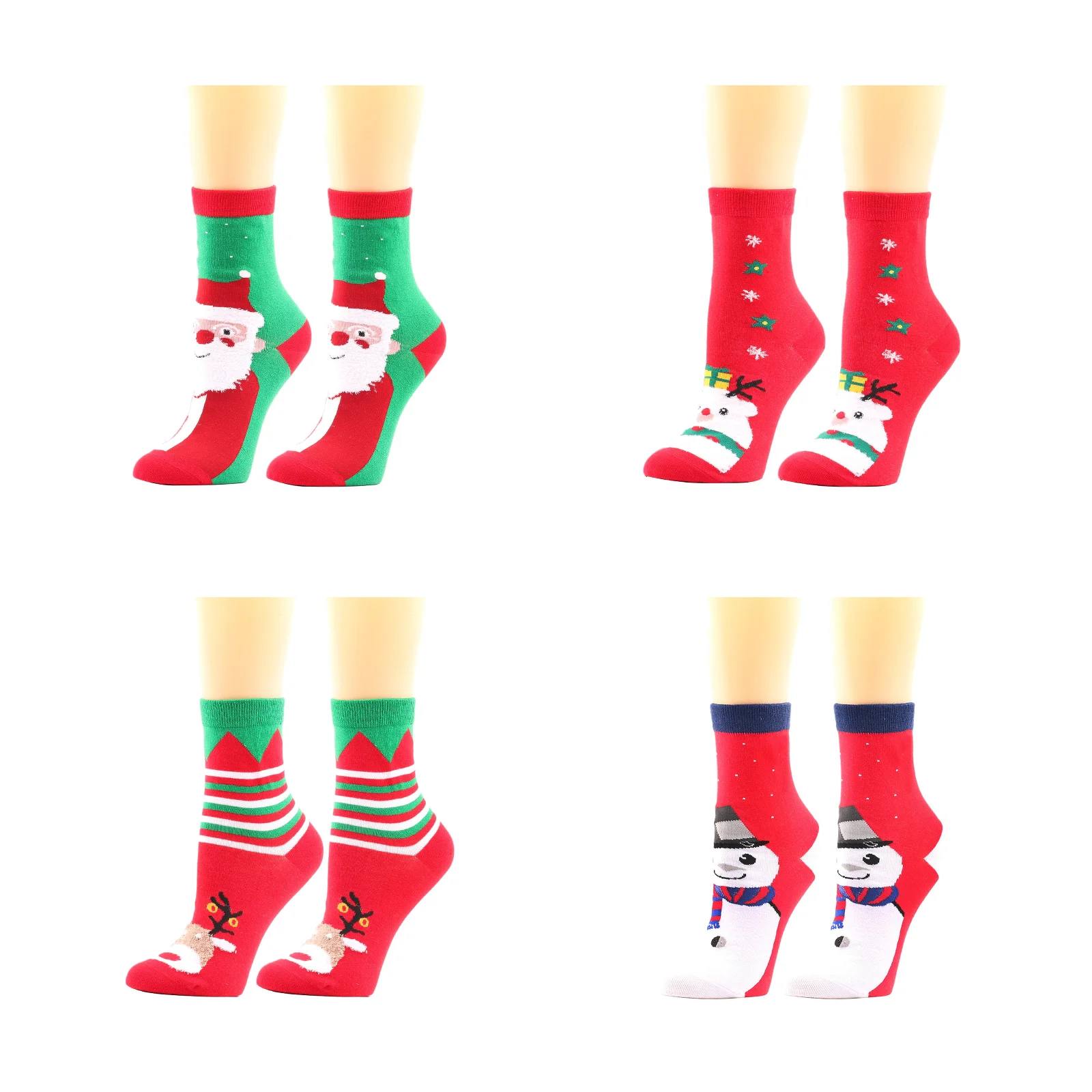 

Женские оригинальные рождественские разноцветные носки с мультяшными Санта-Клаусом, оленями и снеговиками, праздничные чулки