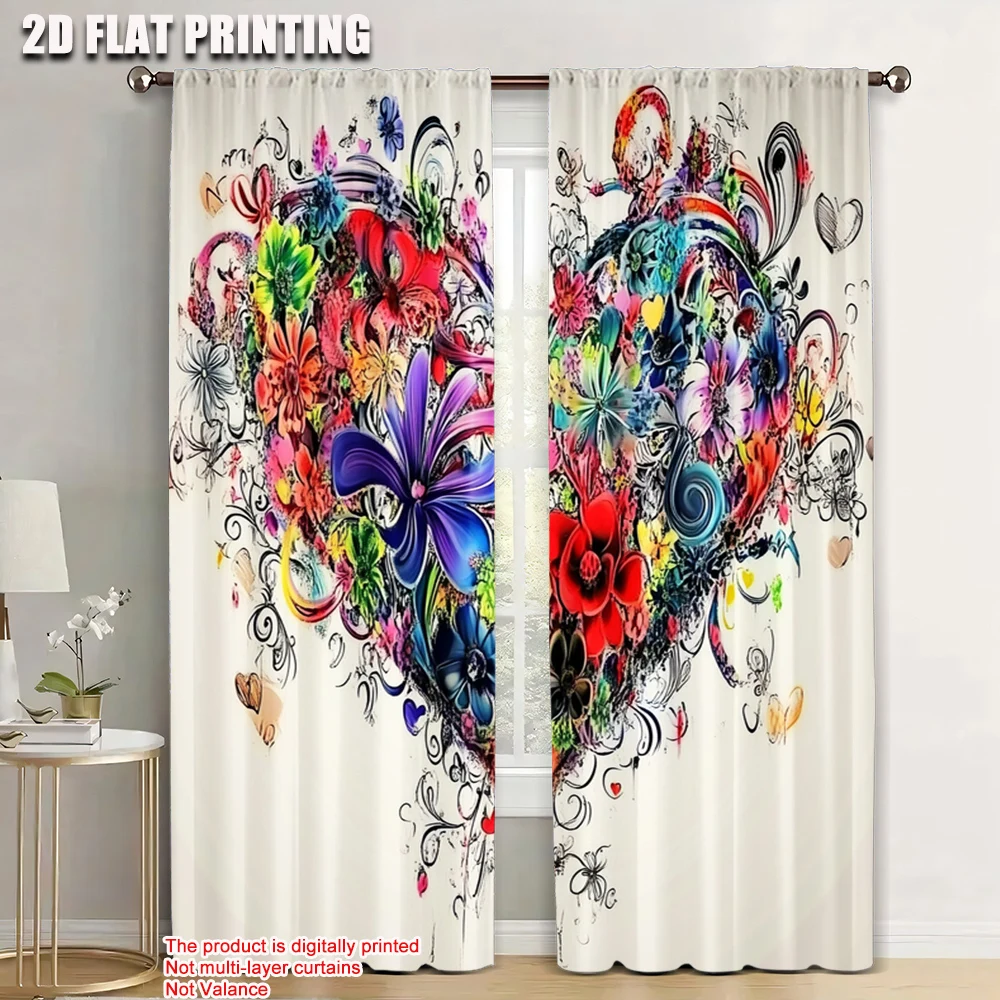 

2pc, Window Curtains flowers and plants (11) Machine Washable Polyester,Without Electricity Festive Backdrops Suitable for