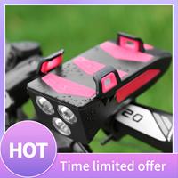ABXI 4 In 1 Led Bicycle Light 4000Mah Bicycle Usb Rechargeable Waterproof Front Headlight With Phone Holder 5 Modes Speaker