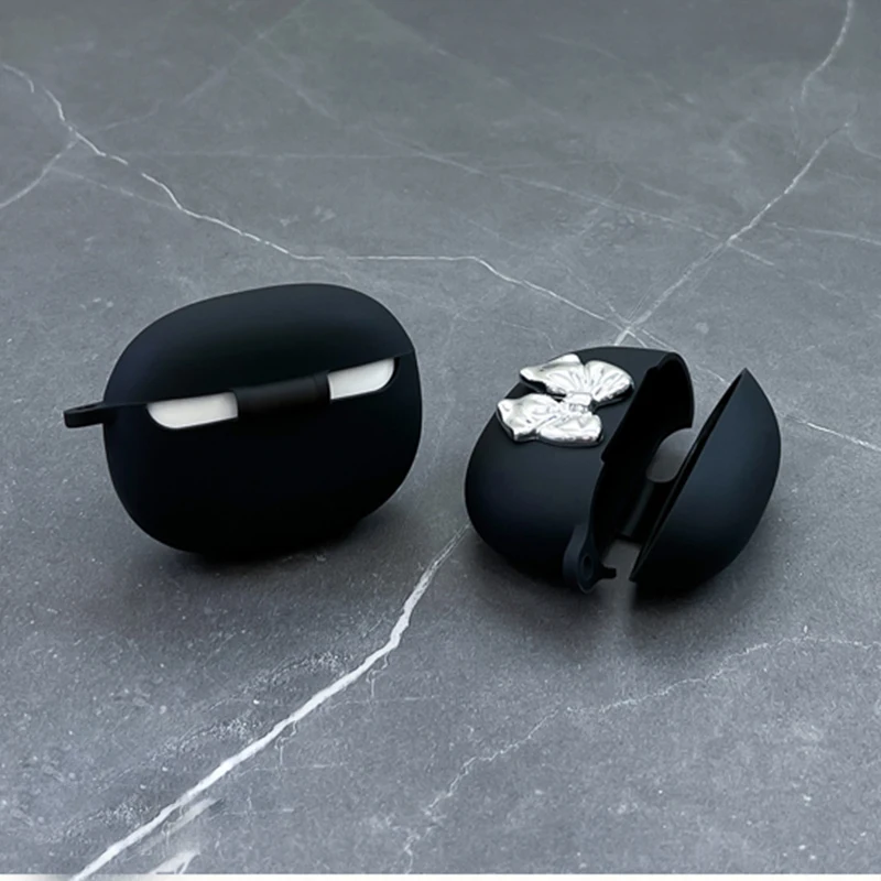 Airpods 2かわいい愛用airpods pro2ケースairpods 3高級メッキ弓キーホルダーシリコーンイヤホンカバー空気pods2