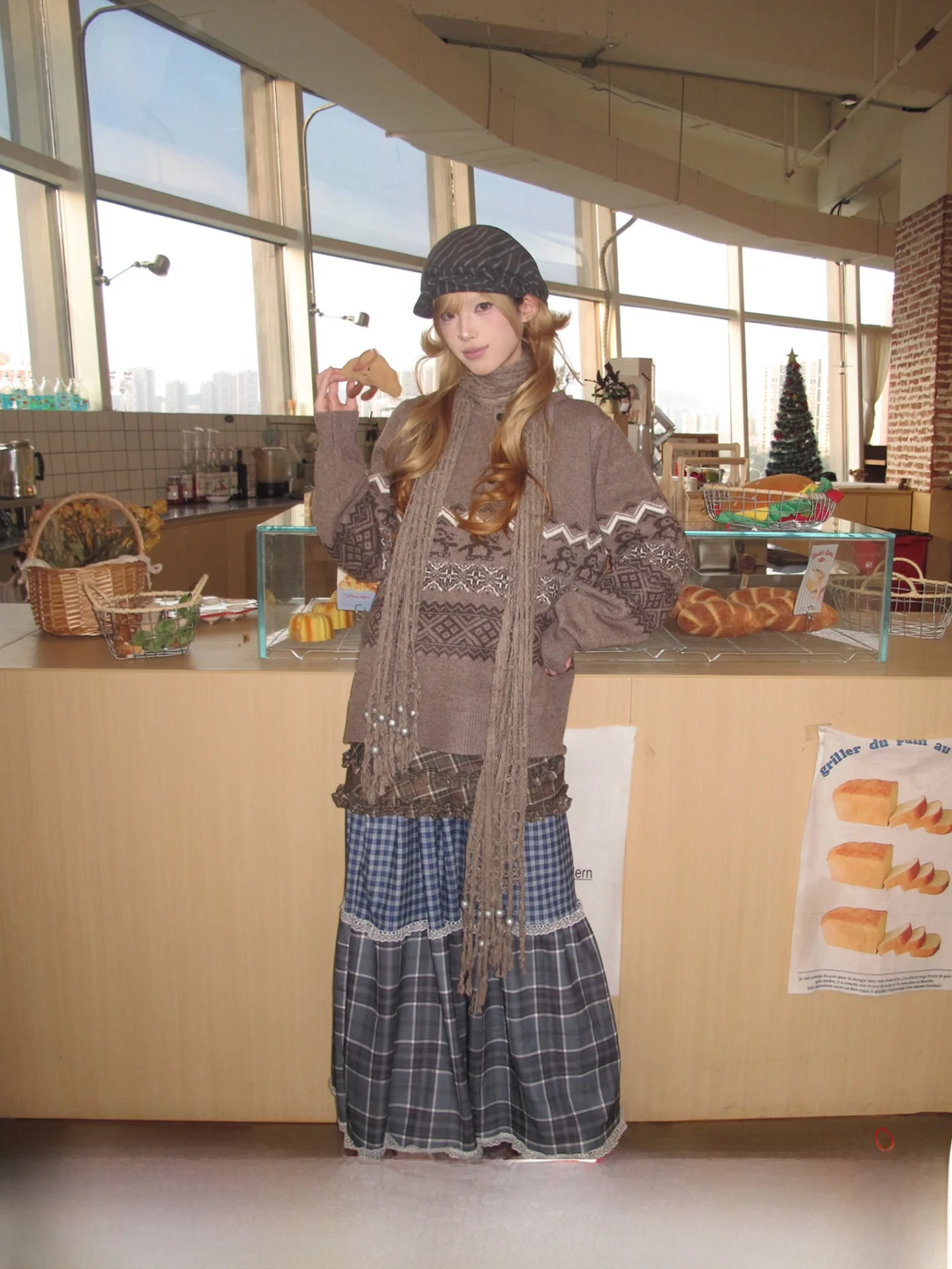 

Мягкий свободный женский вязаный топ с узором «Феррингтон» и винтажным рисунком «Пузырьковая сосна», длинный рукав, круглый вырез, повседневный стиль