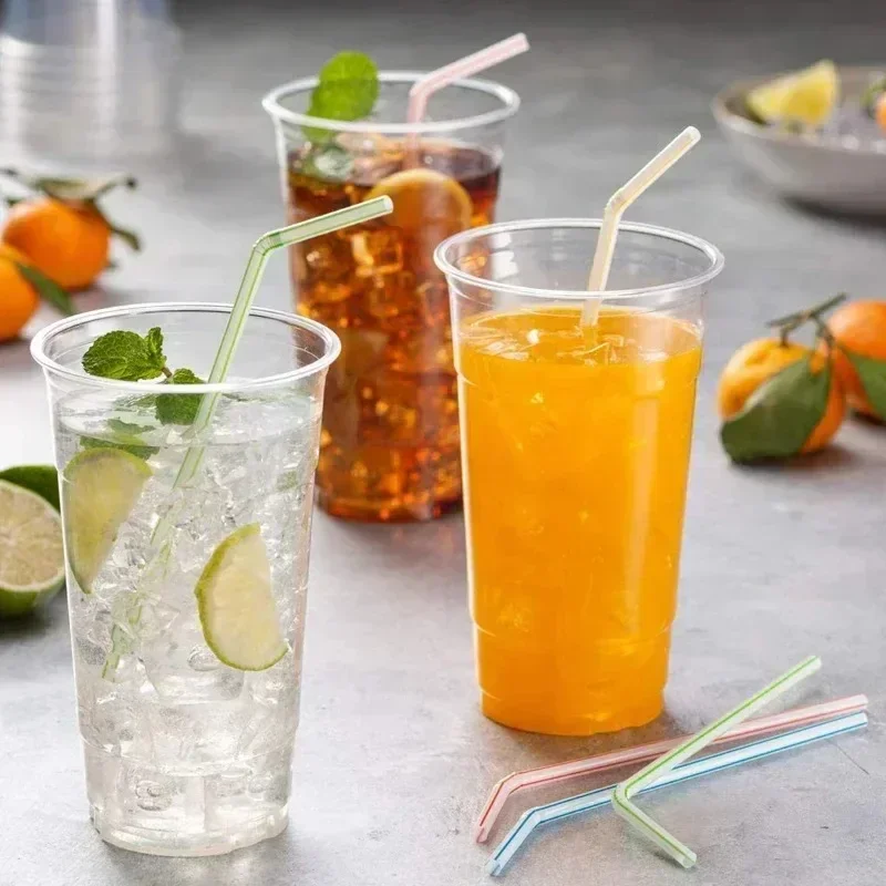 Disposable Plastic Curved Drinking Straws Reusable Child Straw for Drinks Colorful Drinking Tube Multi-time Straw Party Supplies