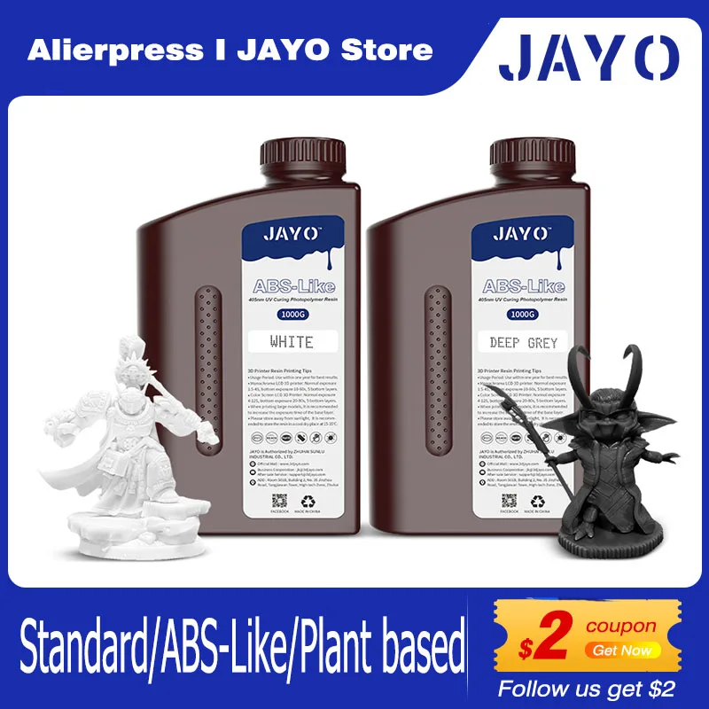 

JAYO Standard/ABS-Like/Plant based /Like PAResin 2KG 395-405nm UV Curing Photopolymer Rapid Resin for LCD/DLP/SLA 3D Printer