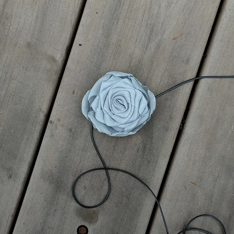 Handmade Smoky Gray Flower Necklace Lolita Style Wilted Rose Choker Wrist Corsage for Personal Styling and Ensembles