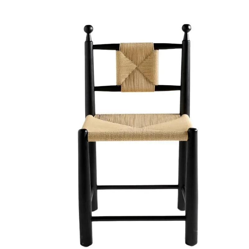 

Fuzhong ancient wind rattan woven dining chair original solid wood backrest Italian home