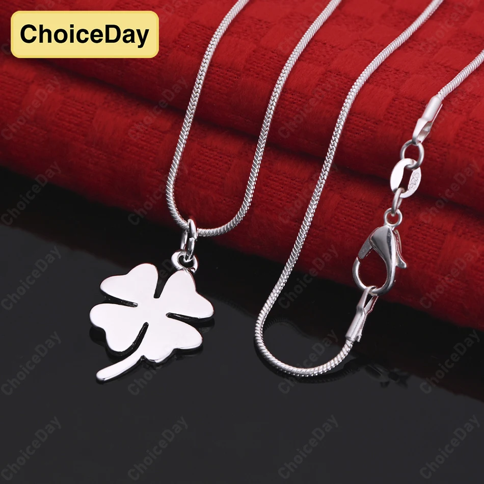 

ChoiceDay 925 Sterling Silver Exquisite Four-Leaf Clover Pendant Necklace Women's Jewelry Accessories Wedding Gift
