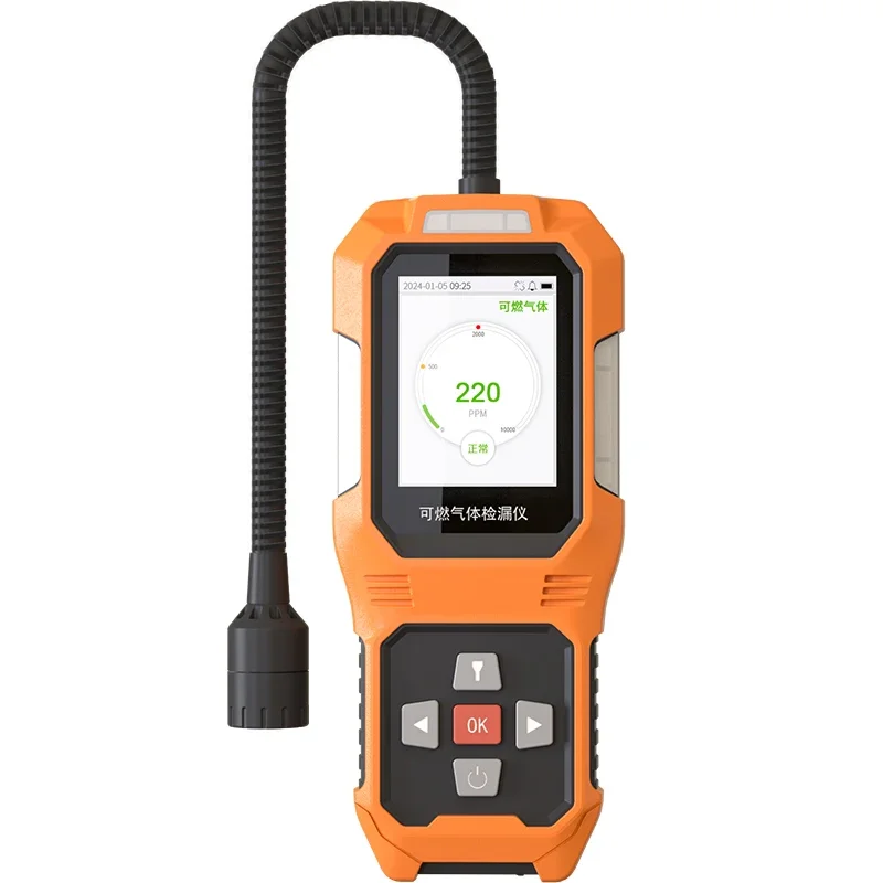 Portable 4-in-1 gas detector, real-time monitoring of combustible and toxic gases, industrial security use