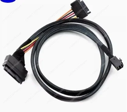 4X Built-in 12G Mini SAS HD to U.2 / SFF-8643 to SFF-8639 Cable 0.5M with 15-Pin SATA Power Supply, Suitable for U.2 SSD