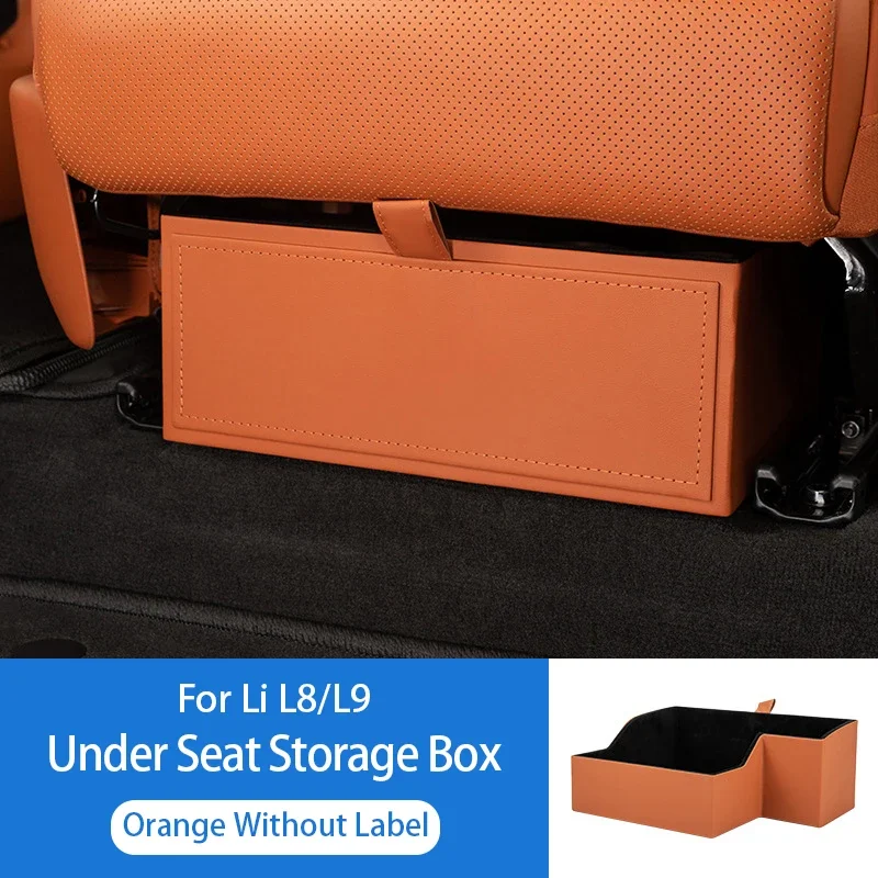 Under Seat Storage Organizer Box for Li Lixiang L8 L9 2022 2023 2024 Car Rear Row Leather Felt Tray Hidden Storage Box Trash Can