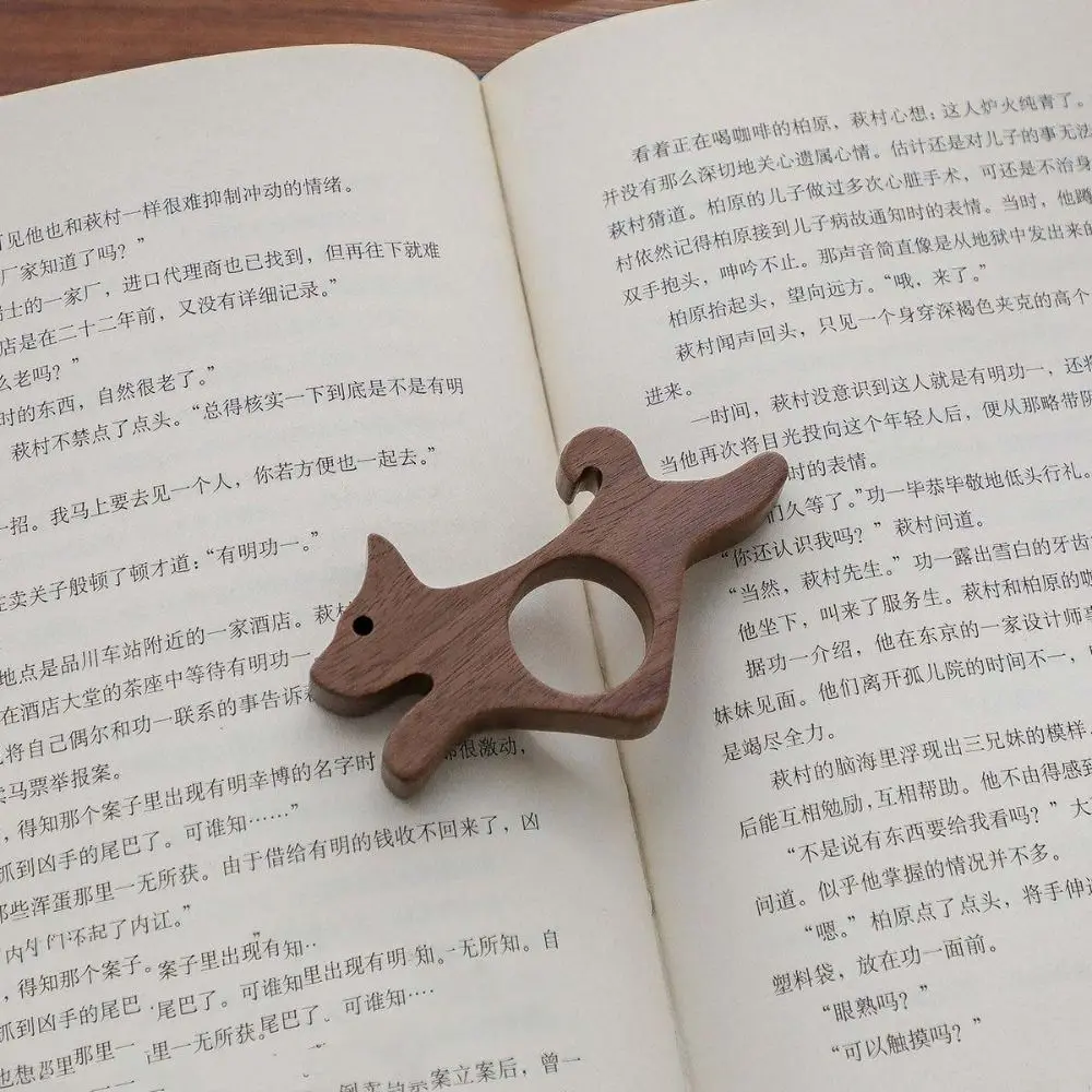 Wooden Material Wooden Thumb Bookmark Anti-Slip Design Cat Shape Reading Thumb Tools Handmade Dog Shape Pages Guide Marker