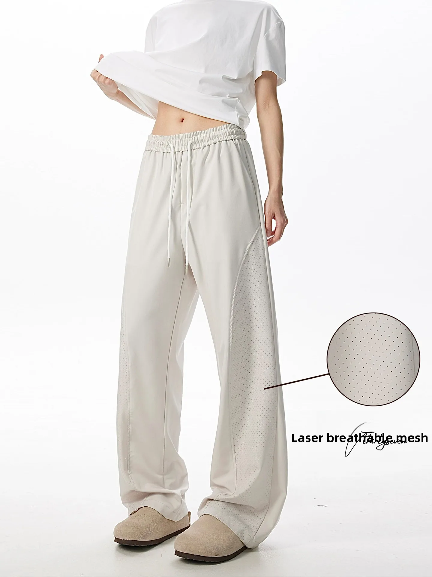 

American Sle Ice Silk Men's Casual Pants Diagonal Cut Thin Loose Straight Tube Qui Dry Sports Leisure Pants for Spring