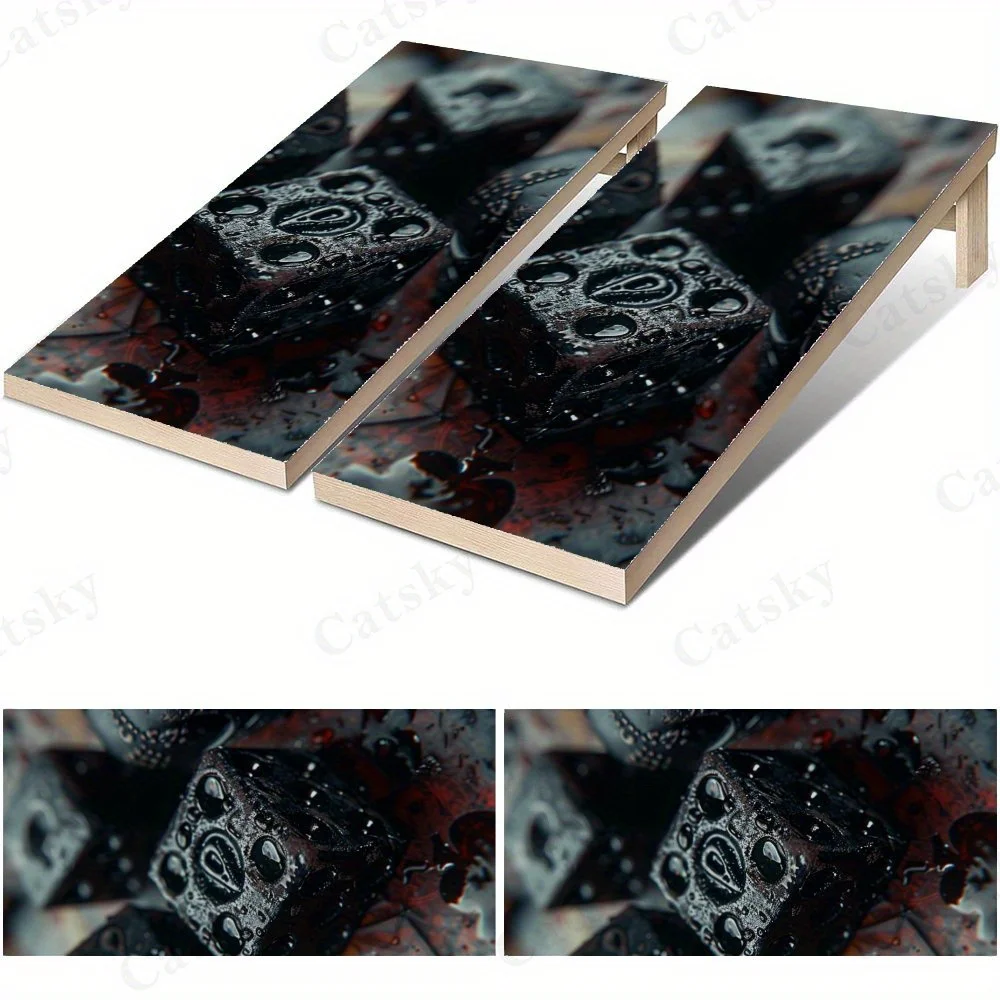 ダークポーカーダイススカルアートステッカー、高価値！-2d-フラット-ビニール-サンドボード-デカール-手頃な価格で高価値、気泡がなく、e