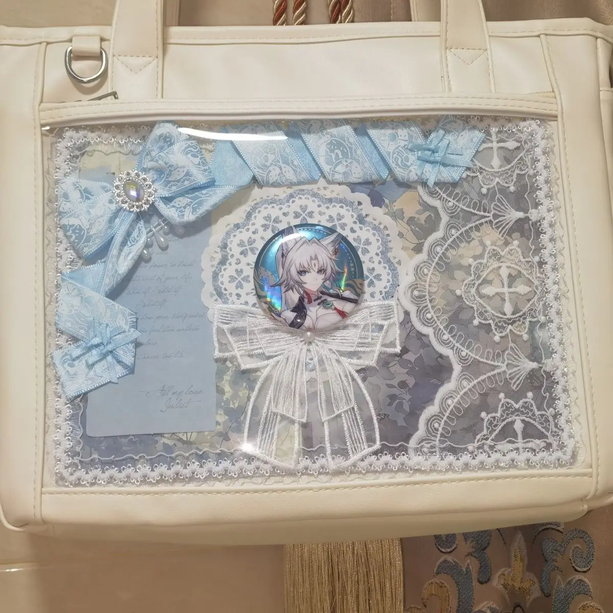 Luxury Lace Cosplay Ita Bag Card Holder Badge Insert Board Organizer Board Ita Bag Decoration Clear Frame Backplate