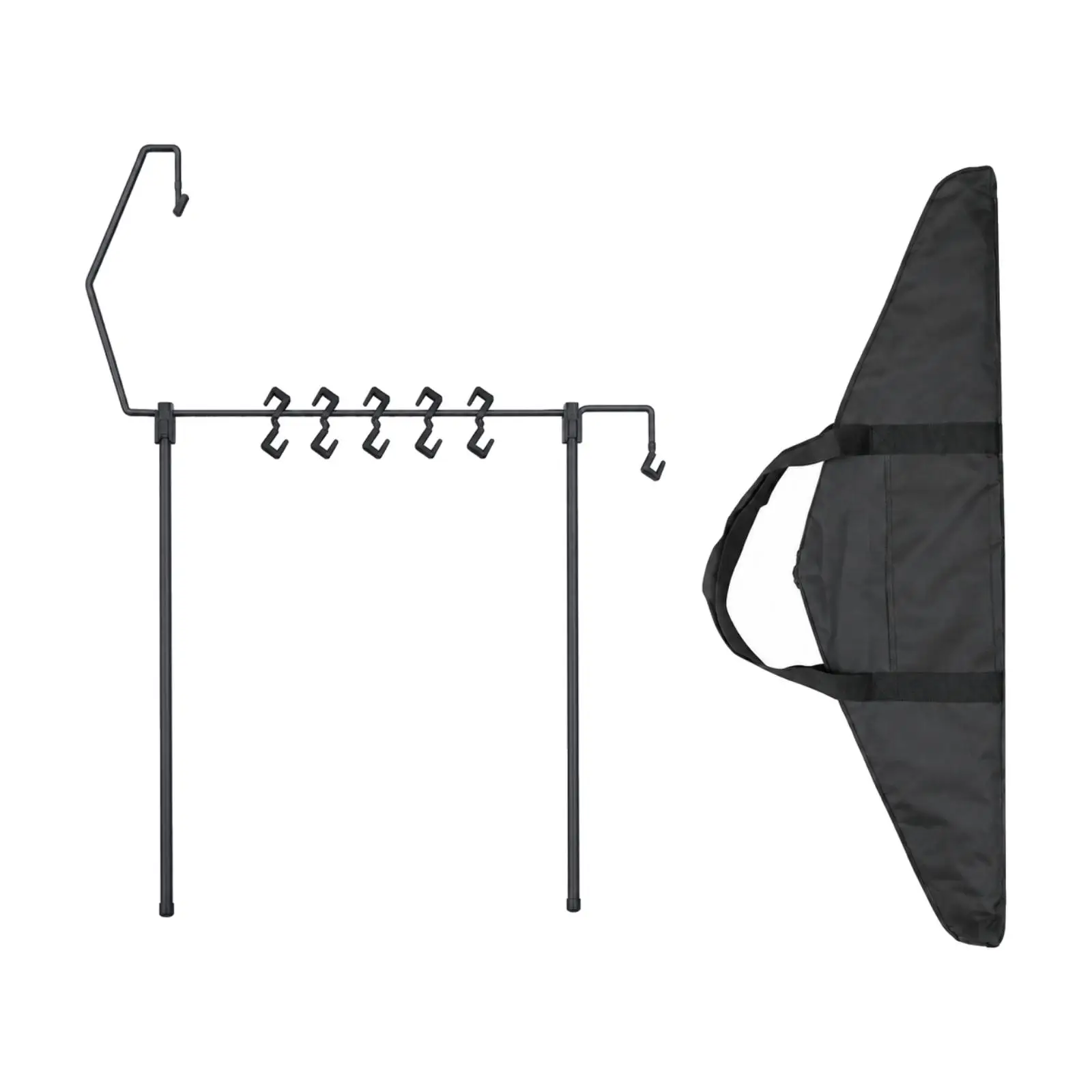 Iron Hanging Lamp Stand with Ground Stake Versatile Outdoor Hanging Support Stand with Angled Arm Simple to Setup Detachable