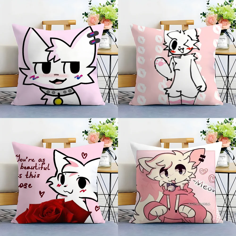 B-Boykisser Silly Cat Cute Pillow Case Plush Fabric Soft  Pillowcase Double Sided Print Cushion Cover Household Gifts