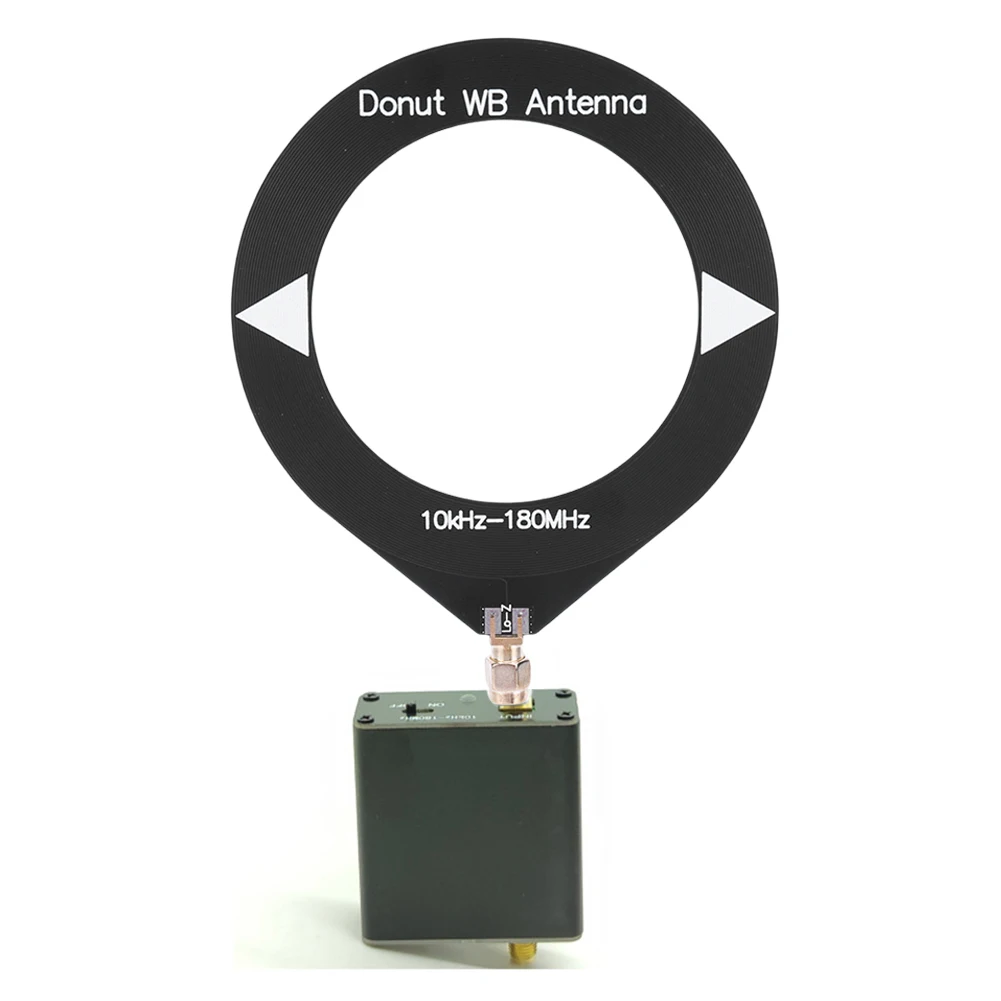 Donut Broadband Antenna with Low Impedance Converter Donut Wideband Antenna Frequency 10kHz-180MHz for SDR Walkie Talkie