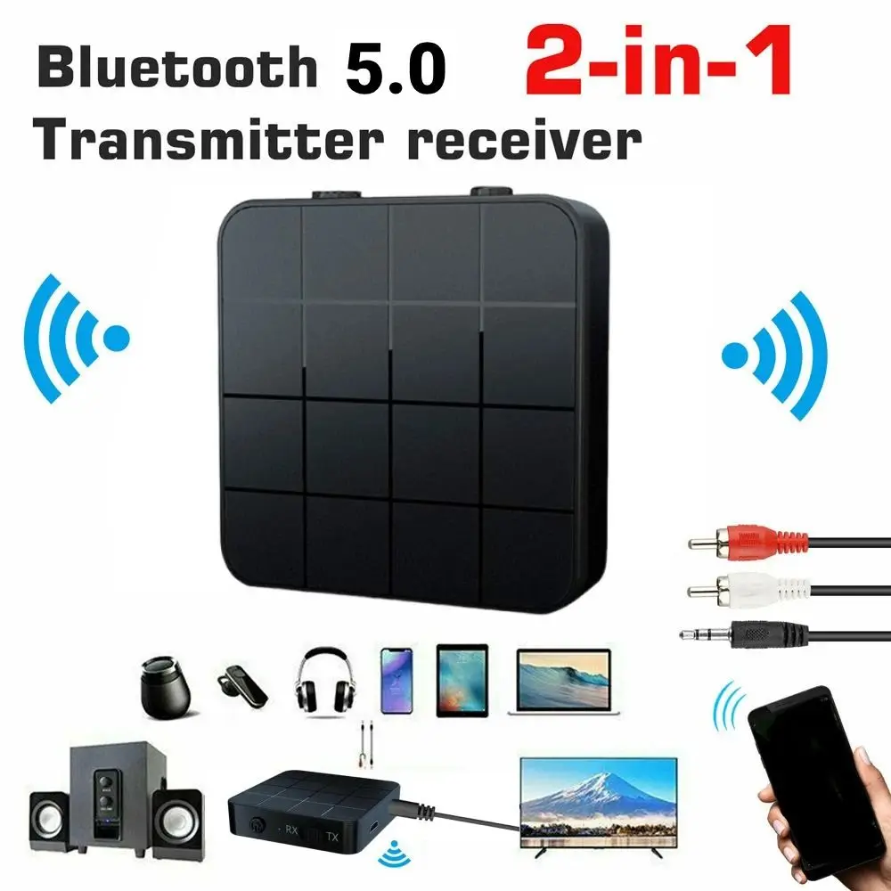 

Bluetooth 5.0 Audio Transmitter Receiver with 3.5mm Microphone 2 in 1 Design Bluetooth Adapter RCA Connection