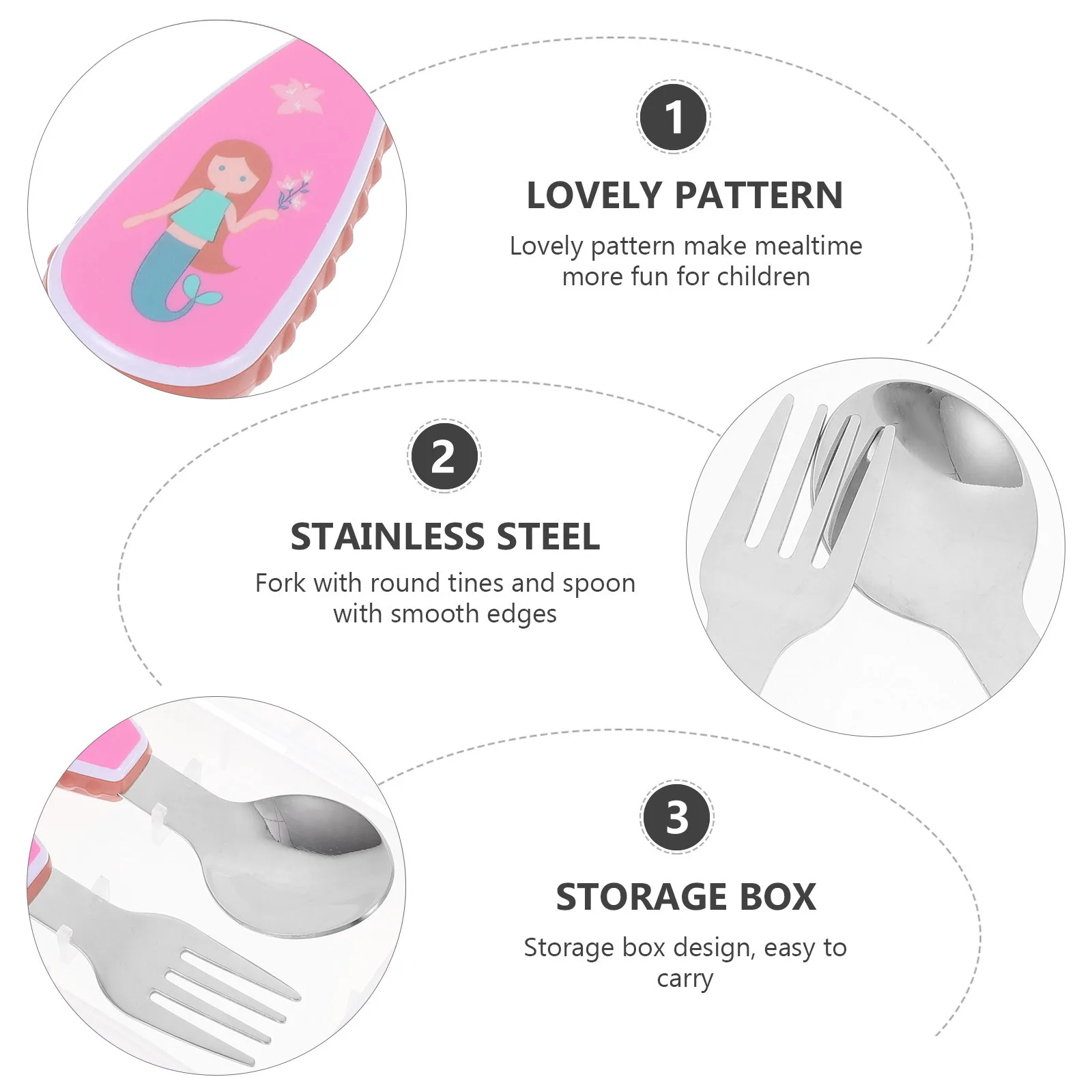 

1 Set Baby Utensils With Box Portable Spoon Fork Set Short Handle Infant Tableware Lightweight Stainless Steel Feeding Tools