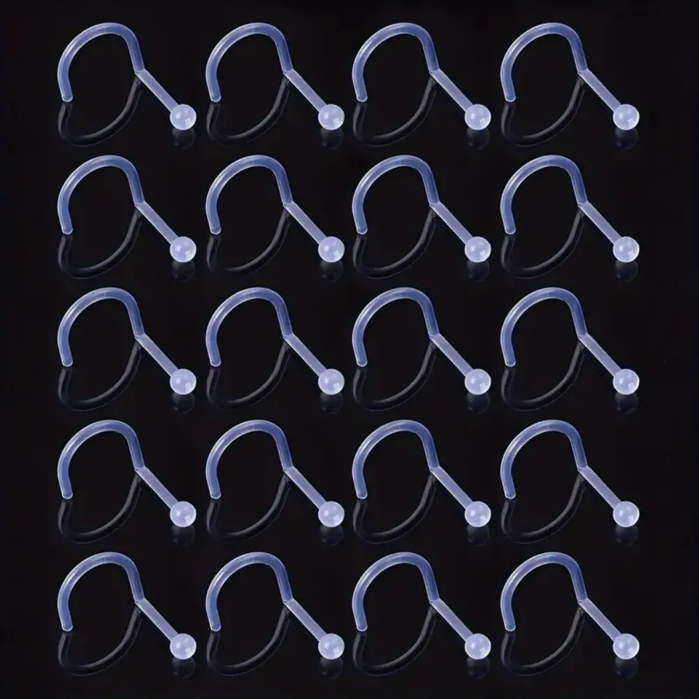 10-100pcs Clear Acrylic Nose Rings Transparent Nose Piercing Stud Earring Screw Invisible Nostril Bar for Women Men Retainer Bod