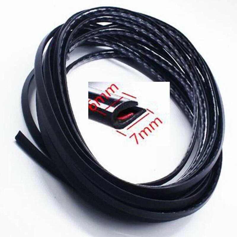 

5m Car Door Moulding Rubber Scratch Protector Strip Edge Guard Trim Carbon Fiber Rubber+Electroplating Treatment