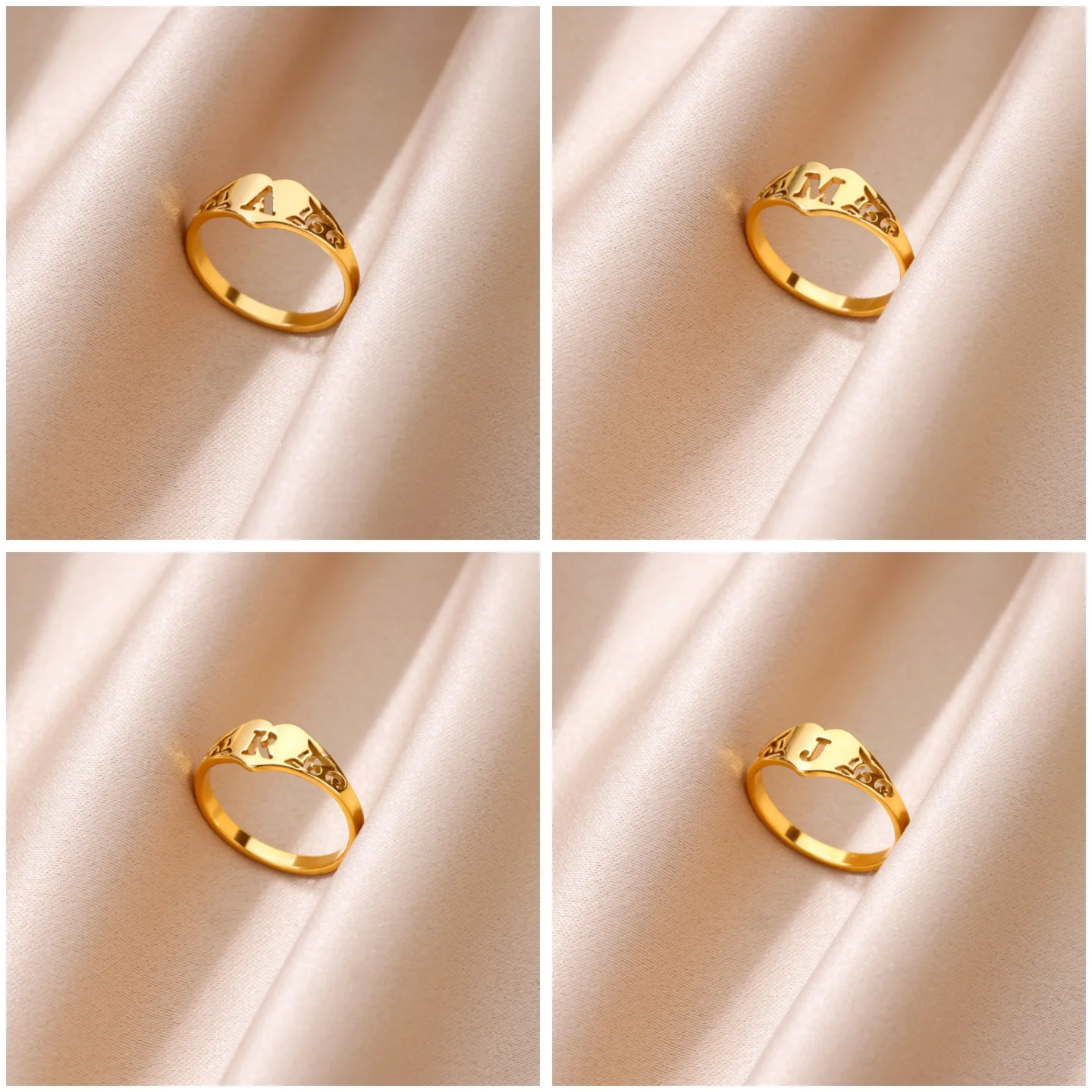 

AETEEY 26 Letter Heart Ring 18K Gold Plated Stainless Steel Ring Couple Love Personalized Exclusive Gift Minimalist Jewelry