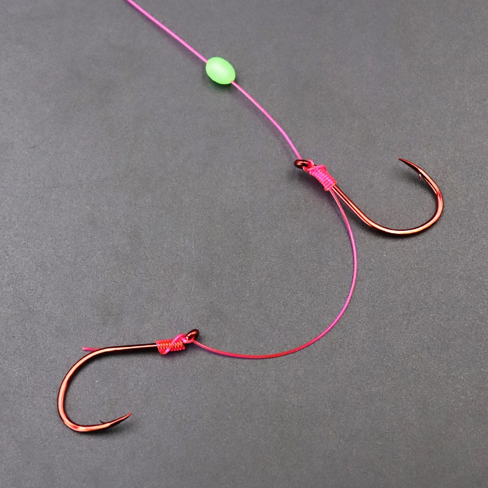 ZYZHE 2 Stück Snapper Rigs Angelstinger Rigs 2/0 # 3/0 # 4/0 # mit Doppel-Rotoktopushaken, Lebendköder-Rigs, Schnurhaken – Detail 11