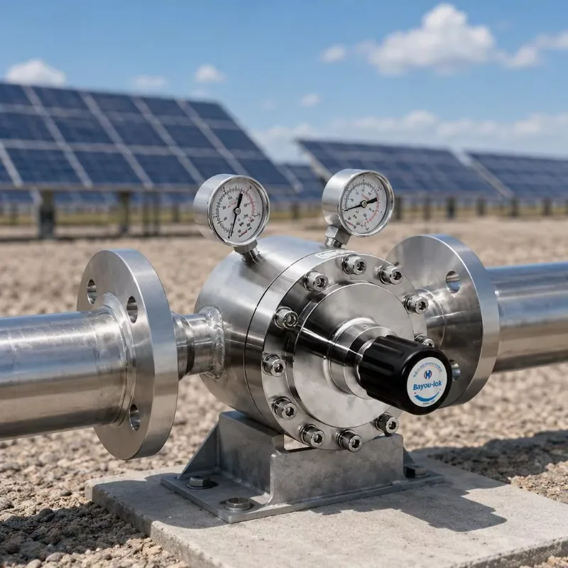 Stainless Steel C10 Pilot Operated Ultra High Flow Pressure Reducing Valve Flanged Gas Regulator For Petrochemical Solar Energy