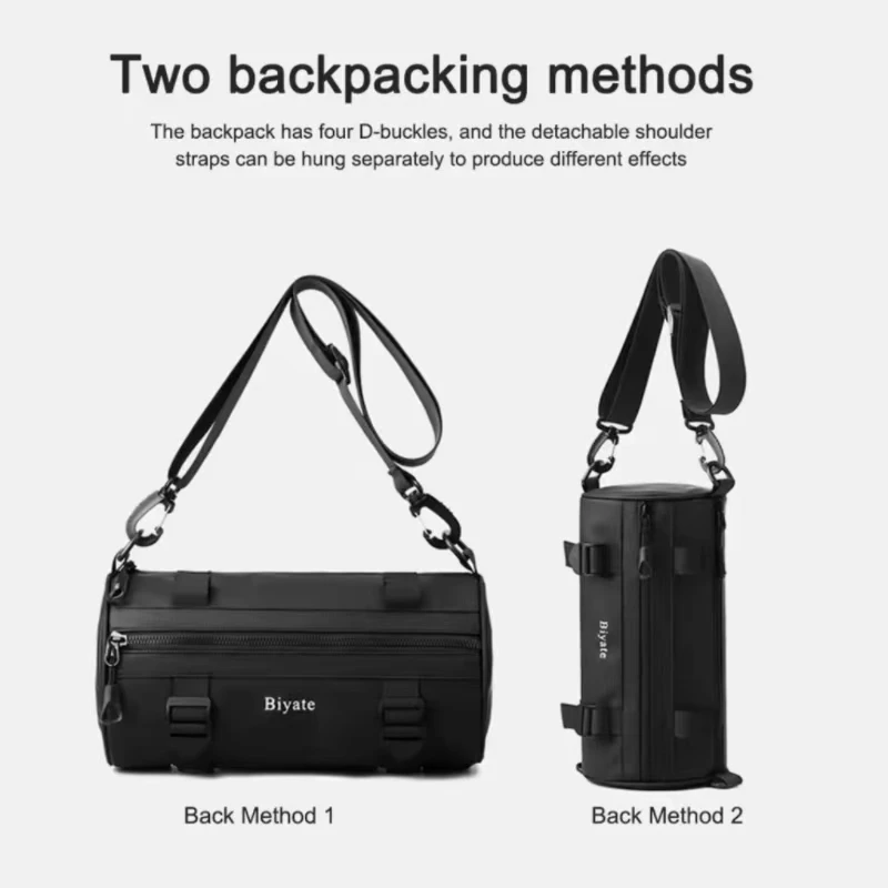 

KNOW DREAM Men's Nylon Cylindrical Crossbody Shoulder Bag Travel Sling Backpack for Male Messenger Chest Bag for Daily Use