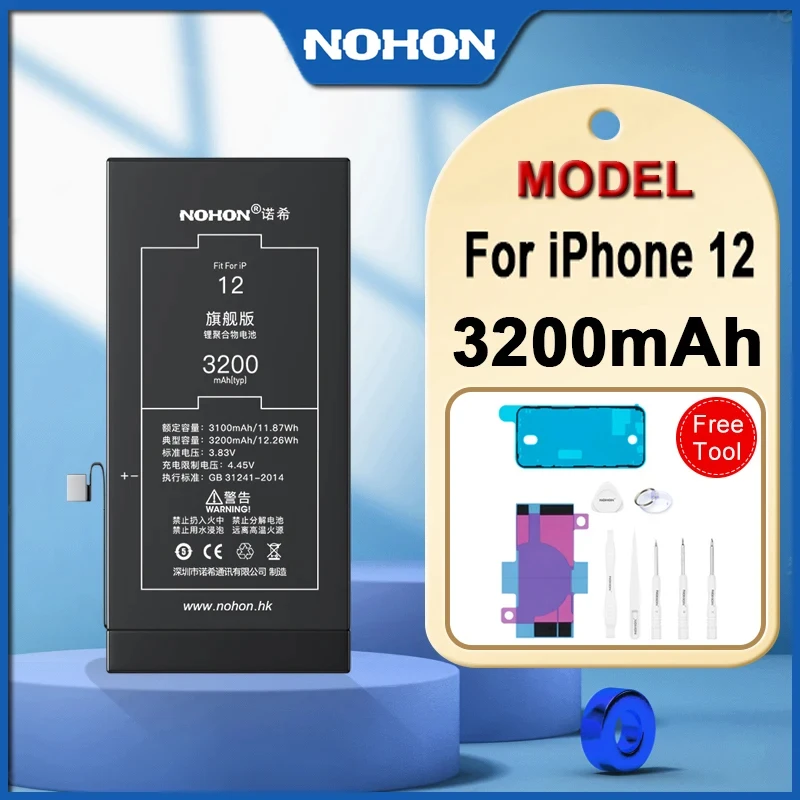 NOHON High Capacity Battery For iPhone 12 Replacement 3200mah Bateria with Free tools