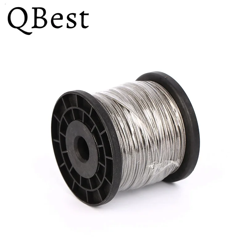 QBest 50M 0.8/1.5/2/2.5/3/4mm 7x7 PVC Coated Flexible steel wire Rope Soft Cable Transparent 304 Stainless Steel Clothesline