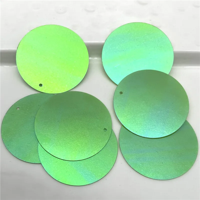 50pcs 35mm Large Round Loose Hologram Sequin Paillette Sewing Decoration,Wedding Craft,Women Kids DIY Garment Accessory AB Green