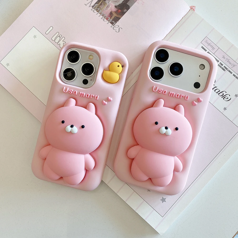 3D Anime Usamaru Kaninchen Teleskop-Halterung Hülle Weiche Silikon-Ständerabdeckung für iPhone 17 16 Plus 15 14 13 12 Pro Max – Detail 7
