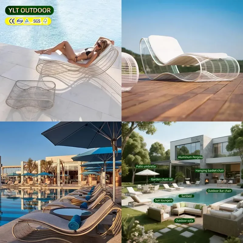Nordic Courtyard Outdoor Beach Chair Waterproof Garden Villa Pool Beach Chaise Seaside Sun-protection Aluminum Sun Loungers