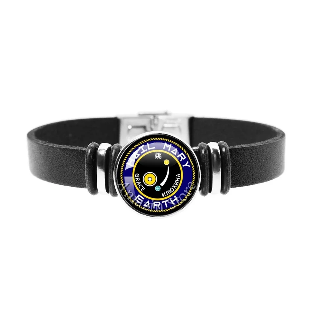 Hot Sales Ryan Gosling Project Hail Mary Laser Reflective Handmade Glass 18mm Leather Watch Strap Bracelet DecorationsGlassTH007