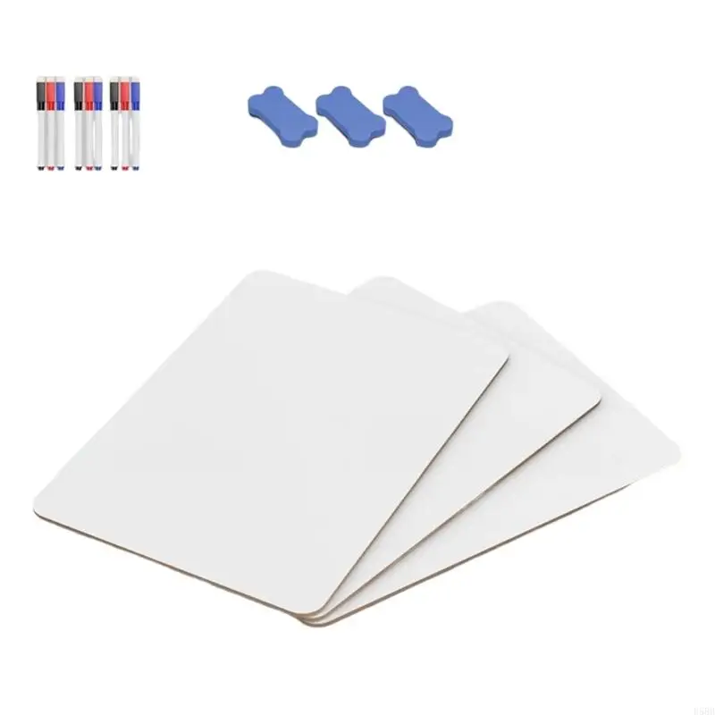 D5BB 1/3/6 PCS لوحة رسائل ألواح بيضاء صغيرة على الوجهين مع ممحاة وعلامات للطلاب في الفصل الدراسي للطلاب
