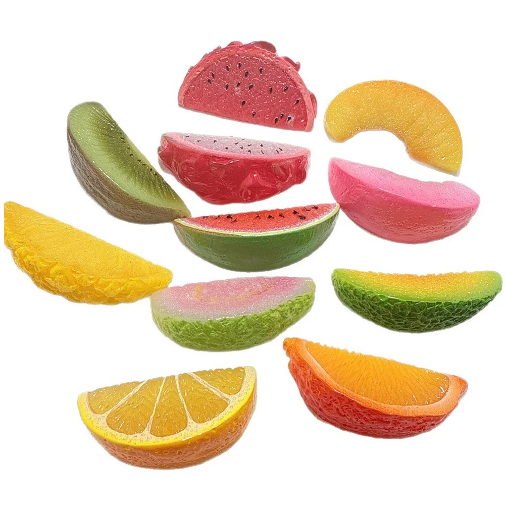2PCS Shiny Diced Fruit Series Miniature Flat Back Resin Cabochons For Hairpin Scrapbooking DIY Home Decor Craft Accessories