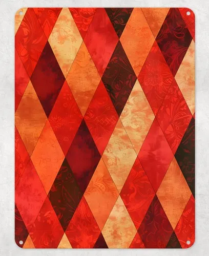Red Harlequin Diamonds Metal Poster Wall Tin Sign Man Cave Shed Home Plaque --Tin Sign