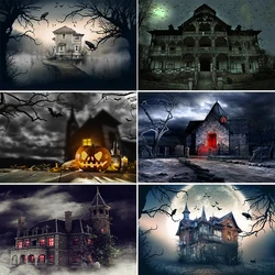 Bonvvie Halloween Backdrop Photography Dark Night Moon Castle Bat Old Tree Baby Pet Doll Portrait Photo Background Photocall