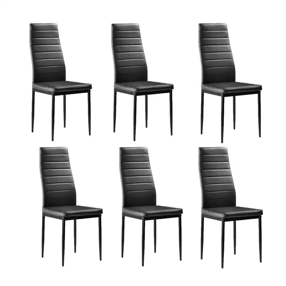 

6 Pcs Modern Dining Chairs PU Leather Side Chairs for Kitchen Dinner Dining Room Black Waterproof Easy To Clean