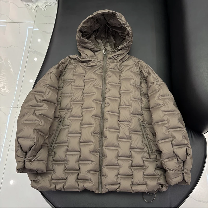 Winter Warm Hooded Puff Down Jacket Women White Duck Down Fluffy Parker Outwears Female Warm Loose Drawstring Waterproof Jackets
