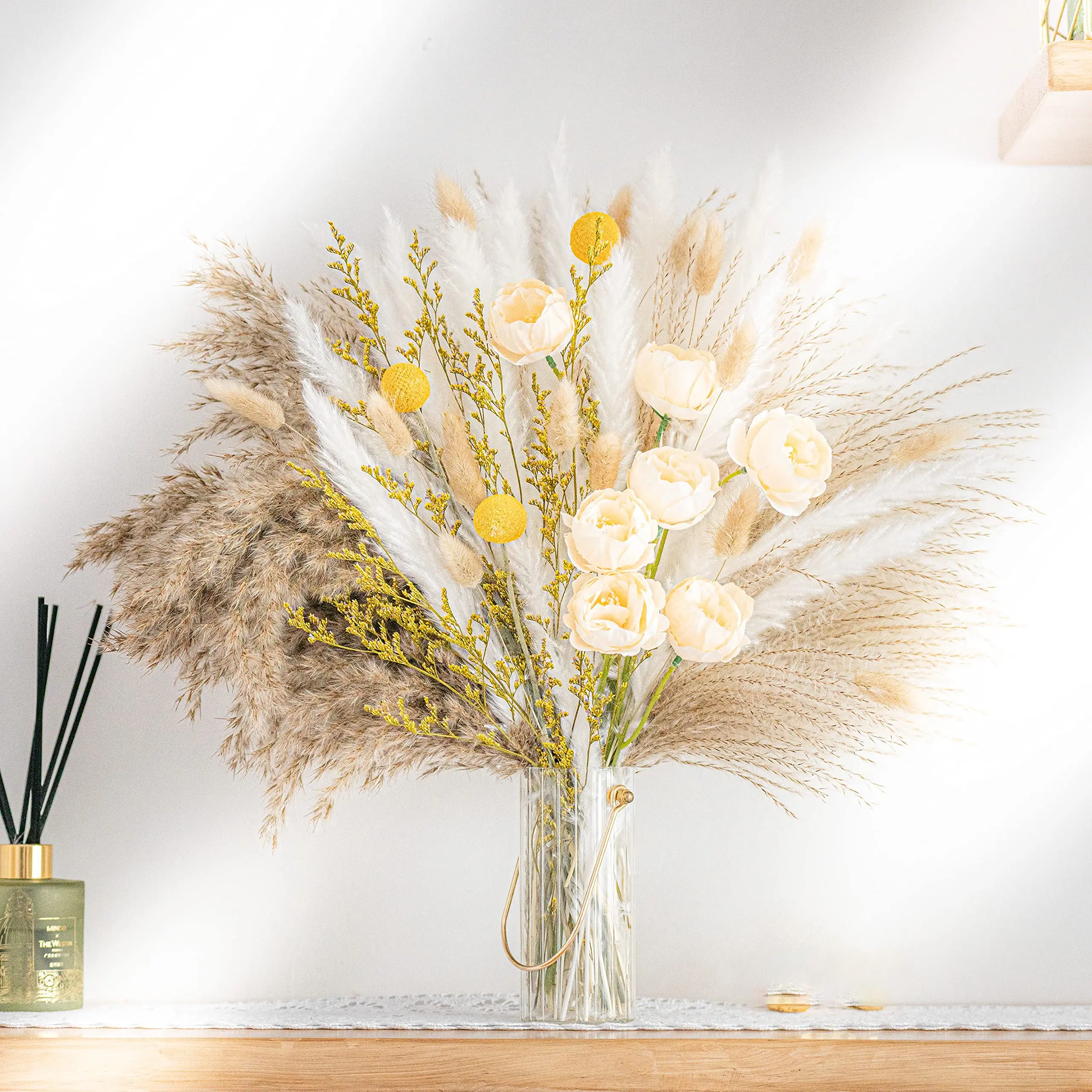 Natural Pampas Grass Bouquet Decor, Long-Lasting Dried Flowers, Boho Home, Wedding Decor, Fall Farmhouse Decorations