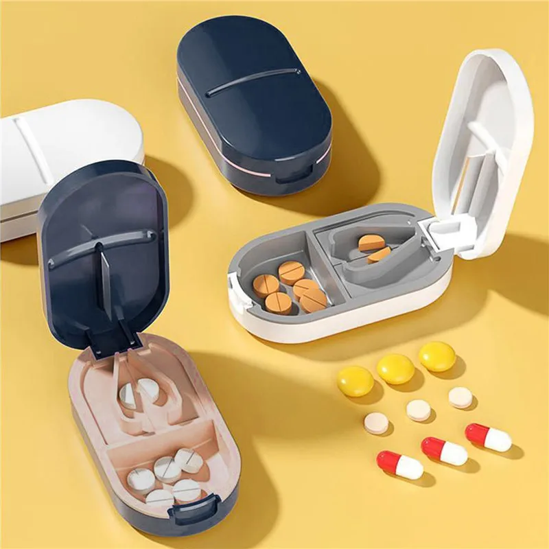 Travel Pill Organizer Portable Pill Cutter Splitter Divide Medicine Storage Tablet Splitter Cut Slicer Home Pill Cases Dispenser