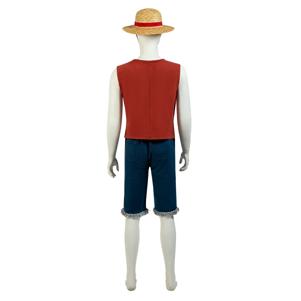 Costume de Cosplay Anime Luffy pour Homme Adulte, Tenue Complète, Uniforme de Carnaval d'Halloween, Déguisement de ix