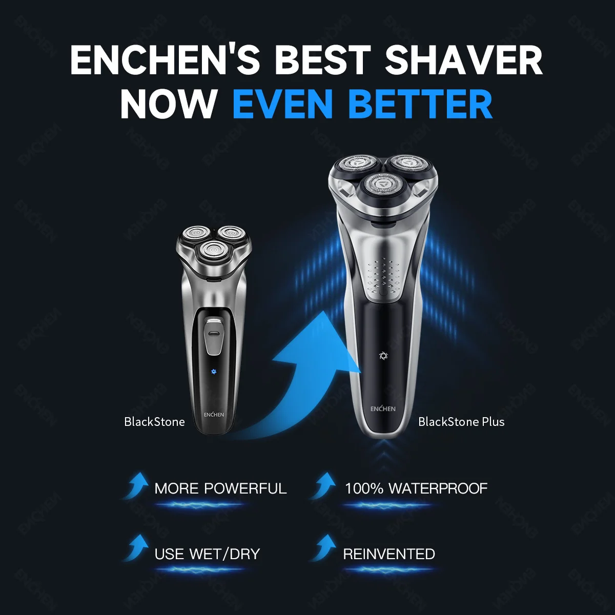 ENCHEN Blackstone plus Electrical Rotary Shaver Full Body Washable IPX7 Waterproof Dry Wet Dual Use Rechargeable Shaving Machine