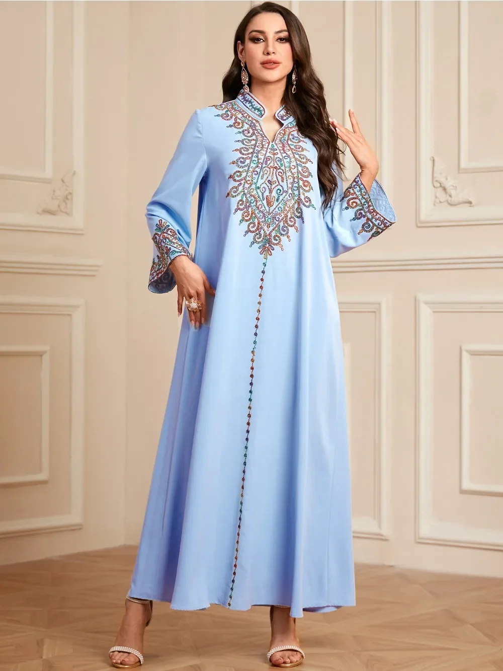 Abayas Ramadan Eid Muslim Women Dress Dubai Embroidery Turkish Dresses Islam Vestidos Arab Long Robe Morocco Kaftan Jalabiya