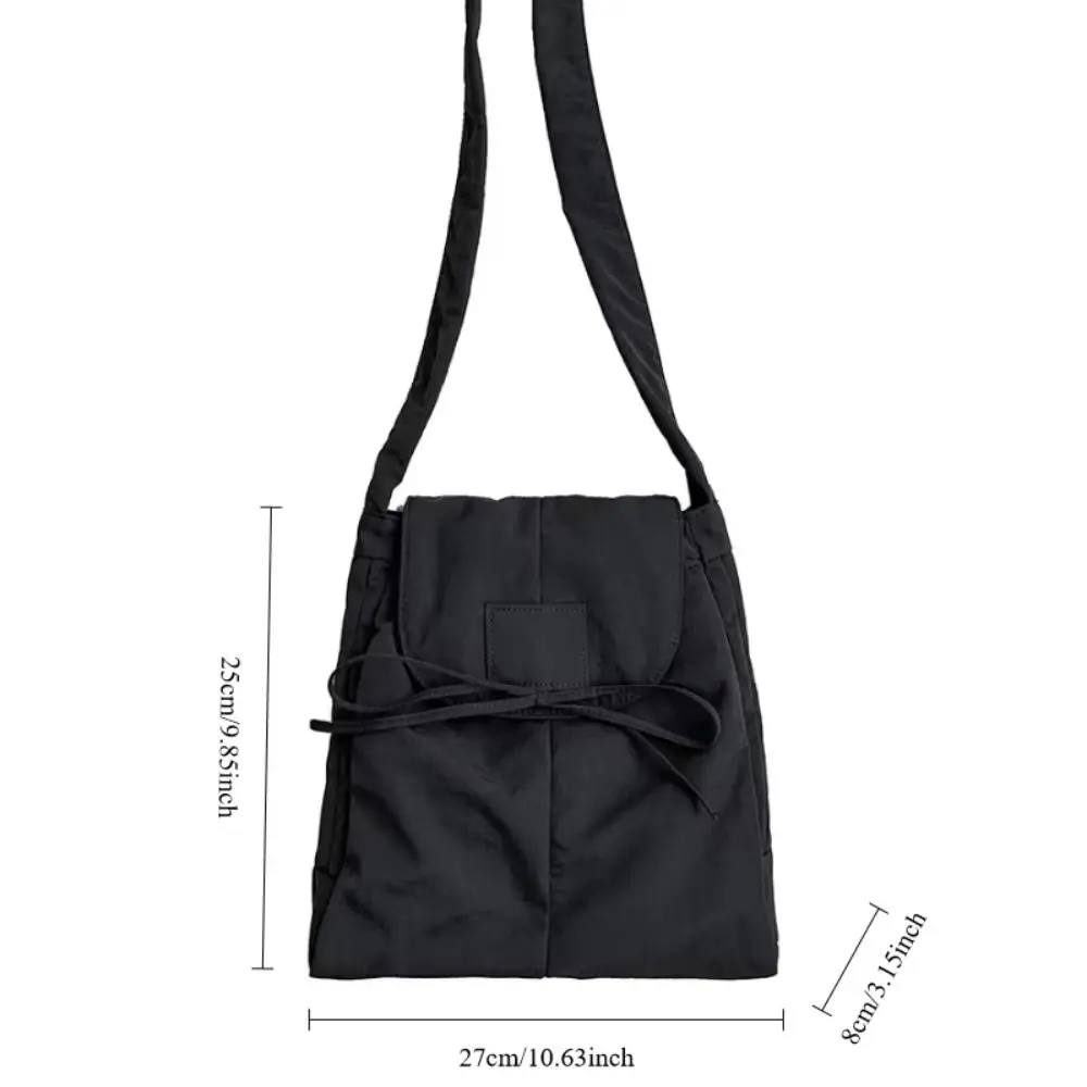 Korean Style Flap Nylon Bow Crossbody Bag Messenger Bag Niche Design Light Soft Nylon Bag Tote Bag Zipper Shoulder Bag Girls - Image 5
