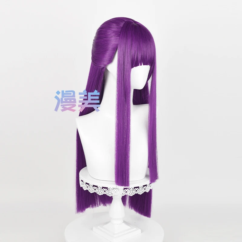 여성용 애니메이션 고사리 코스프레 가발, 보라색 스트레이트 고사리, 내열성 합성 머리, 할로윈 역할 놀이 가발, 80cm