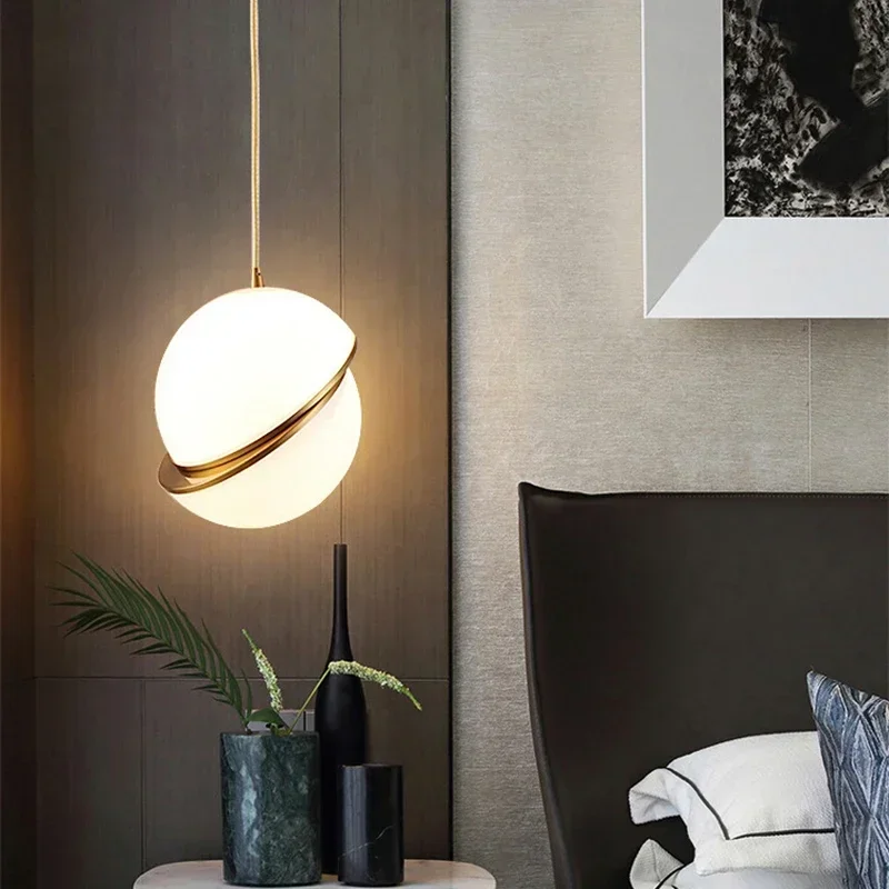 Nordic Ball shape LED Pendant Light Modern Light Luxury Pendants Hanging Lamp Indoor Light Home Decor Dining Room Bedroom