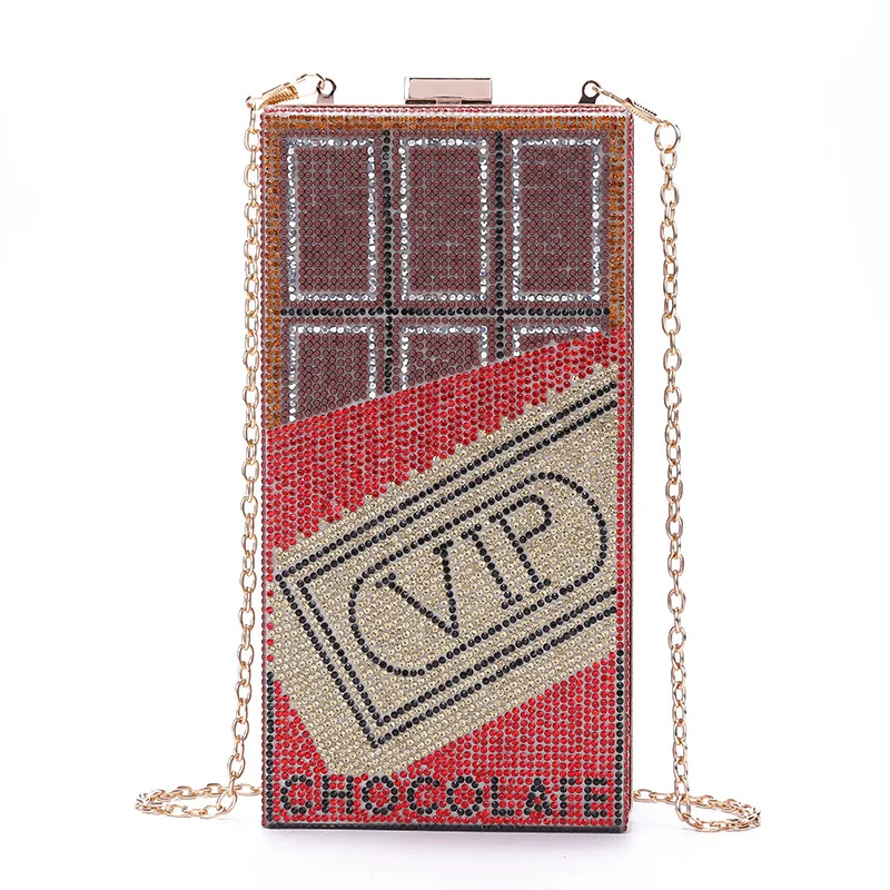 المرأة العصرية حقائب كتف متنقلة مرصعة بالألماس VIP الشوكولاته حقائب يد الدولارات الأمريكية عشاء العصرية المفاجئة إغلاق حقيبة يد #2