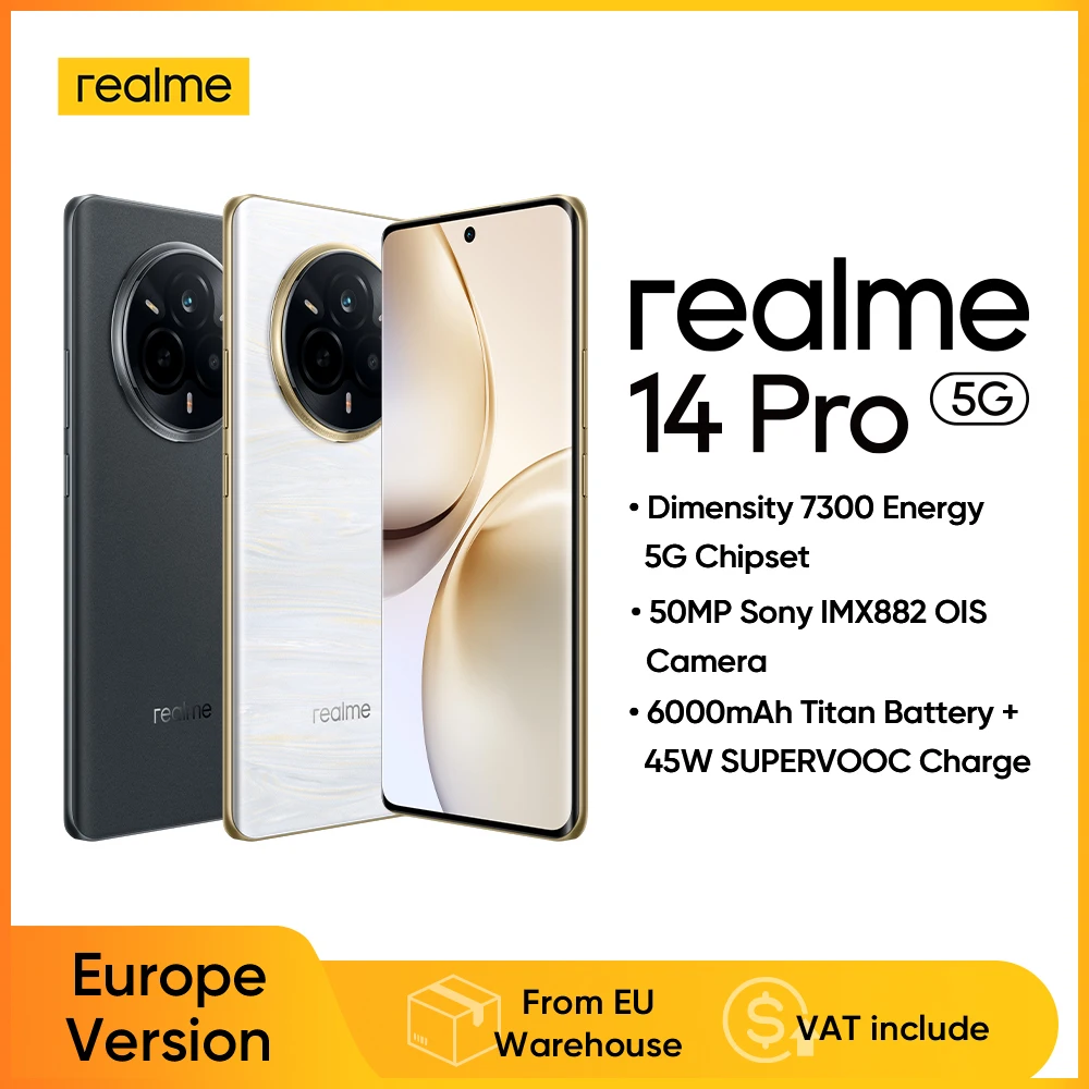 realme 14 Pro 5G European Version 50MP Sony IMX882 OIS Camera Dimensions 7300mAh Battery 120Hz Curved Vision Display IP69